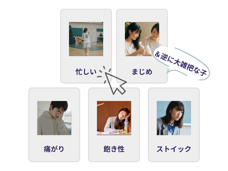子供の性格を５つに分けたイメージ画像
