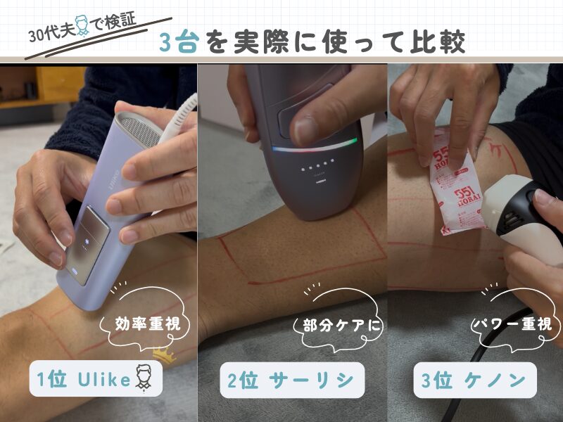 各機種を使用している夫の様子