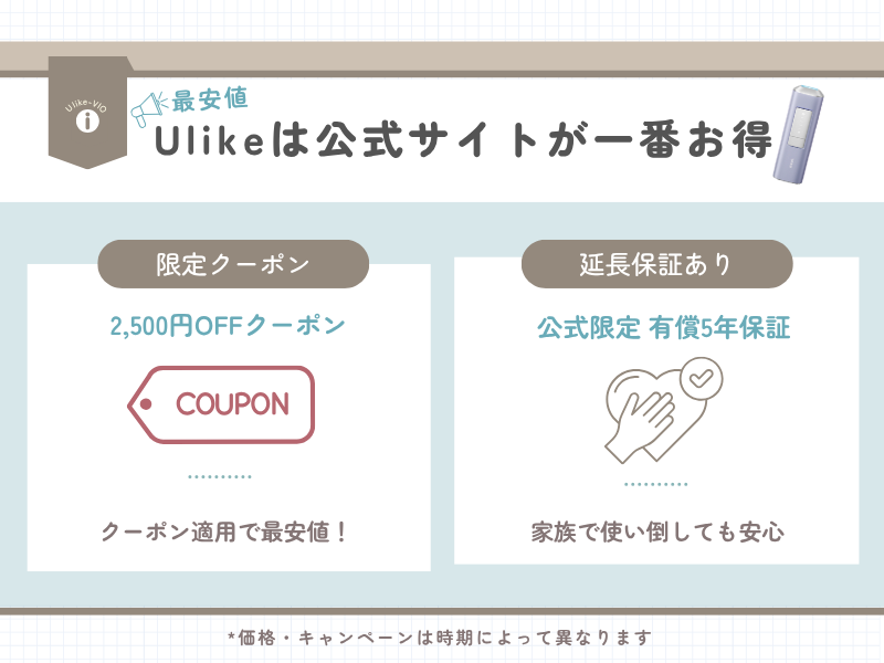 Ulike Air Pro Sを公式サイトで買うメリットをイラスト化した画像